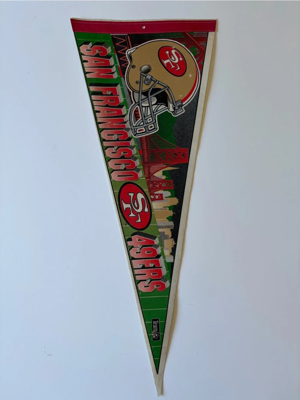 Vintage San Francisco 49ers Team Logo Felt Golden Gate Bridge Triangular Pennant